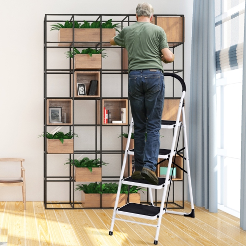 4 Step Ladder Folding Stool Heavy Duty 330lbs Capacity Industrial Lightweight