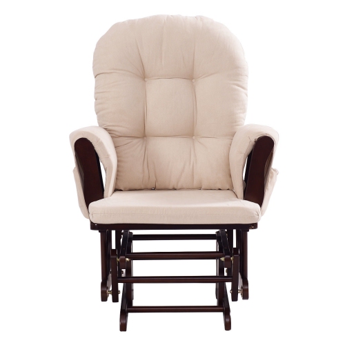 Ensemble fauteuil berçant coulissant et pouf Relax de Costway avec coussin beige