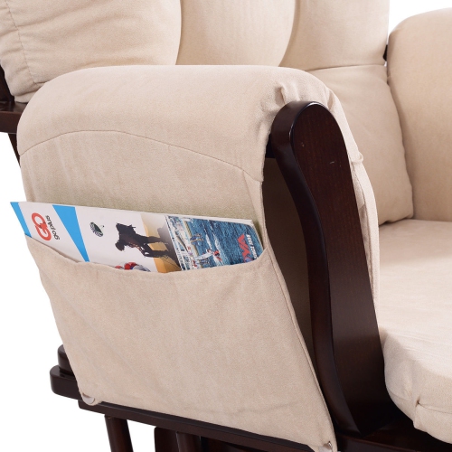 Ensemble fauteuil berçant coulissant et pouf Relax de Costway avec coussin beige