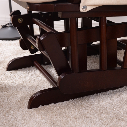 Ensemble fauteuil berçant coulissant et pouf Relax de Costway avec coussin beige