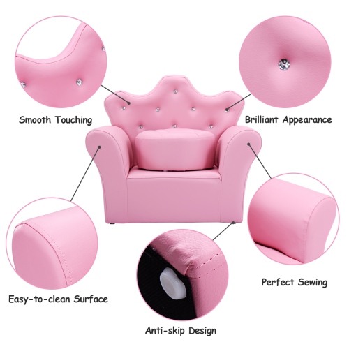 Costway Pink Kids Sofa Armrest Chair Couch Children Toddler Birthday Gift w/ Ottoman