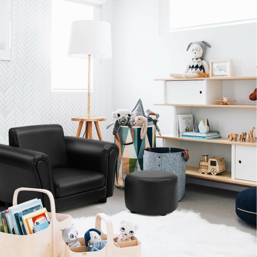 Ensemble de Fauteuil et Tabouret pour Enfant, Siège Confortable, Style Simple, Coussins en Éponge Élastique, Tabouret Polyvalent, Canapé pour Enfant