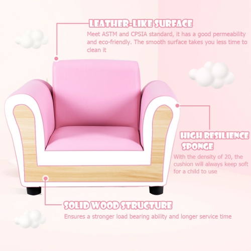 Costway Kids Sofa Armrest Chair Couch Children Toddler Birthday Gift w/ Ottoman Pink