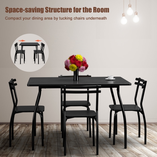 Costway 5Pcs Dining Set Table & 4 Chairs Home Kitchen Room Breakfast Furniture