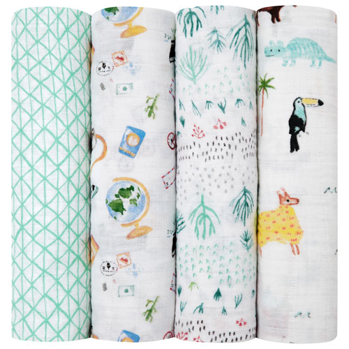 aden + anais Cotton Muslin Swaddle - 4-Pack - Around The World
