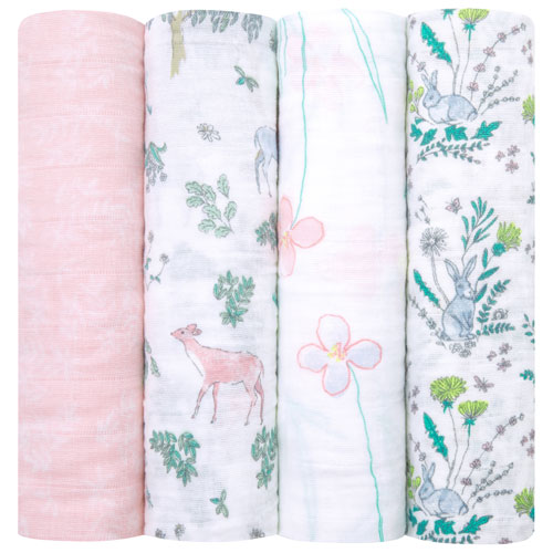 aden + anais Cotton Muslin Swaddle - 4-Pack - Forest Fantasy