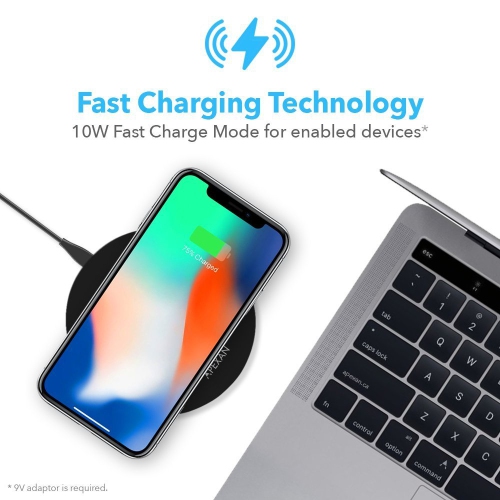 Apexan Fast Wireless Charger | 10W for iPhone 13, 12, 11, Xs & XR Certified Qi | Qi Fast 10W Wireless Charging Pad