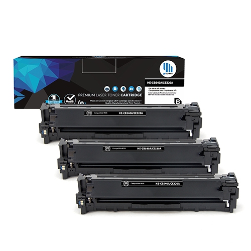 GOTONERS  3Pk HP New Compatible Ce320A (128A) Standard Yield Toner for HP Laserjet Cm1312/1411/1416/1415/1410 In Black