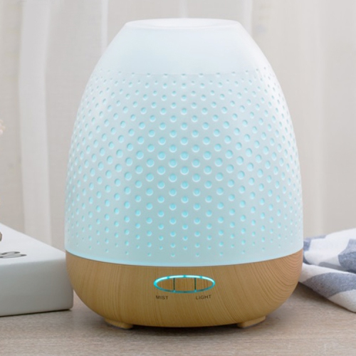 VGI 380 ML Wood Grain Cool Mist Humidifier Ultrasonic Aeromatherapy Oil Diffuser-White/Oak
