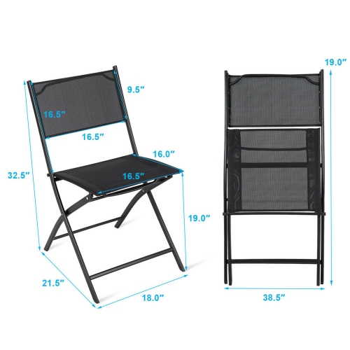 Costway Set of 4 Patio Folding Chairs Camping Deck Garden Pool Beach Furniture