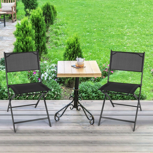 Costway Set of 4 Patio Folding Chairs Camping Deck Garden Pool Beach Furniture
