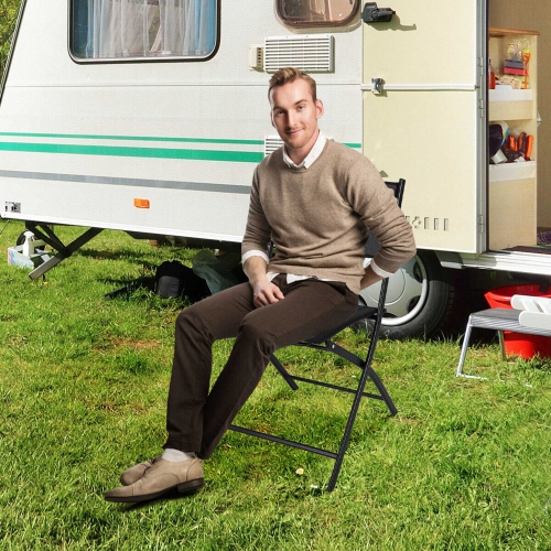 Costway Set of 4 Patio Folding Chairs Camping Deck Garden Pool Beach Furniture