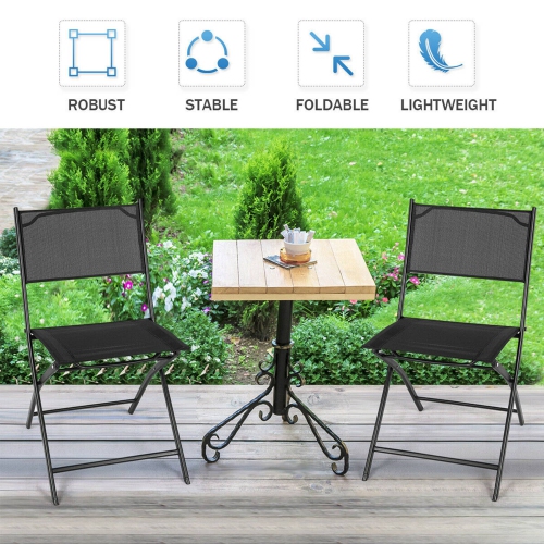 Costway Set of 4 Patio Folding Chairs Camping Deck Garden Pool Beach Furniture