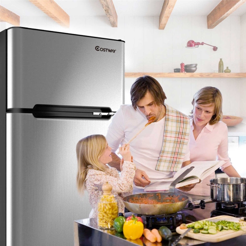 Costway Refrigerator Small Freezer Cooler Fridge Compact 3.2 cu ft.