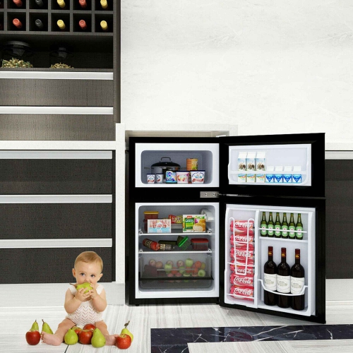 Costway Refrigerator Small Freezer Cooler Fridge Compact 3.2 cu ft.