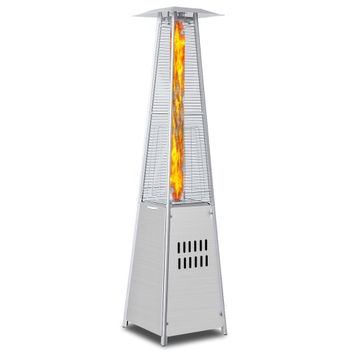 40,000BTU Patio Heater Stainless Steel Pyramid Propane Glass Tube Dancing Flames