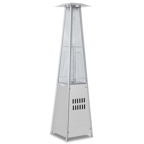 Radiateur de patio 40 000 BTU en acier inoxydable, tube pyramidal en verre au propane, flammes dansantes