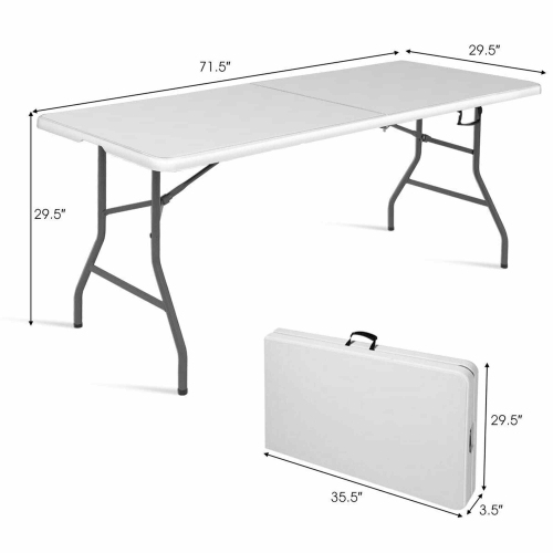 Costway 6' Folding Table Portable Plastic Indoor Outdoor Picnic Party Dining Camp Table
