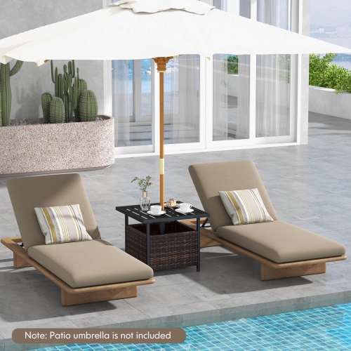 Costway Deck Garden Patio Pool Rattan Wicker Coffee Side Table with Steel Frame Brown
