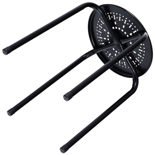 Costway Set of 6 Stackable Metal Stool Set Daisy Backless Round Top Kitchen Black