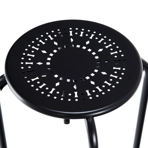 Costway Set of 6 Stackable Metal Stool Set Daisy Backless Round Top Kitchen Black
