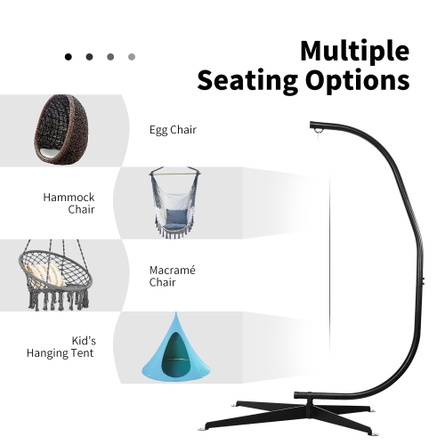 COSTWAY Hamac Support C Forme Support Métallique pour Hamac Charge Maximum de 150KG Noir