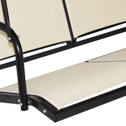 3 Person Outdoor Patio Swing Canopy Awning Yard Furniture Hammock Steel Beige