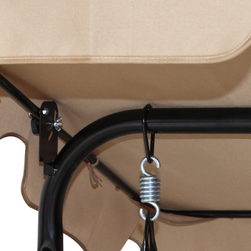 3 Person Outdoor Patio Swing Canopy Awning Yard Furniture Hammock Steel Beige