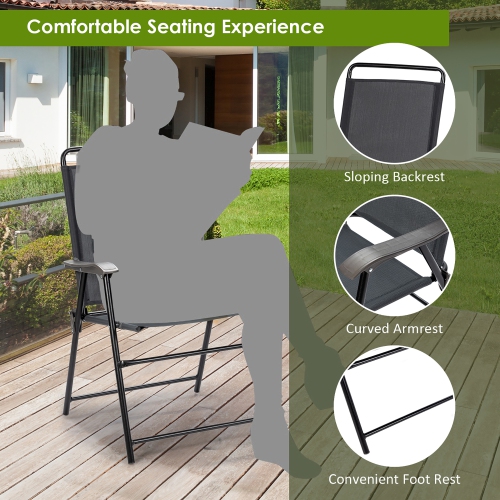 Costway 4PCS Outdoor Patio Folding Chair W/Armrest Portable Camping Lawn Garden