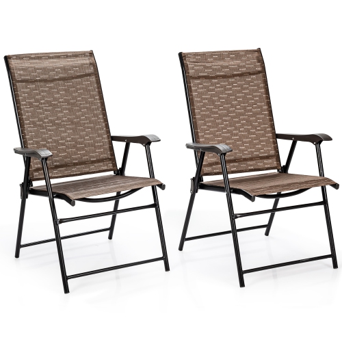 Costway 2PCS Outdoor Patio Folding Chair Camping Portable Lawn Garden W/Armrest