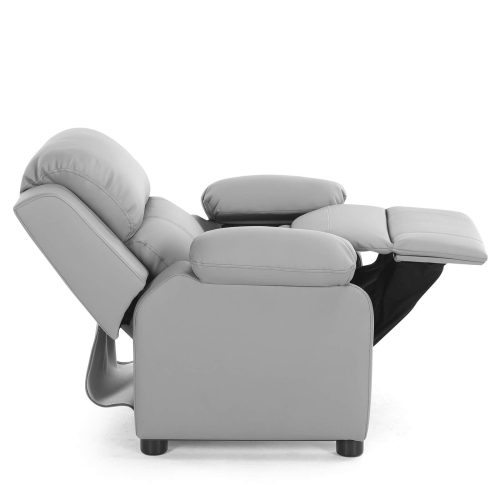 Costway Deluxe Padded Kids Sofa Armchair Recliner Headrest Children w/ Storage Arms Gray