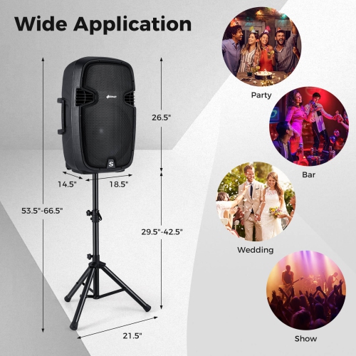 Lot de 2 haut-parleurs amplifiés portables 15" Costway, 2 voies, 2000 W, avec supports et télécommande