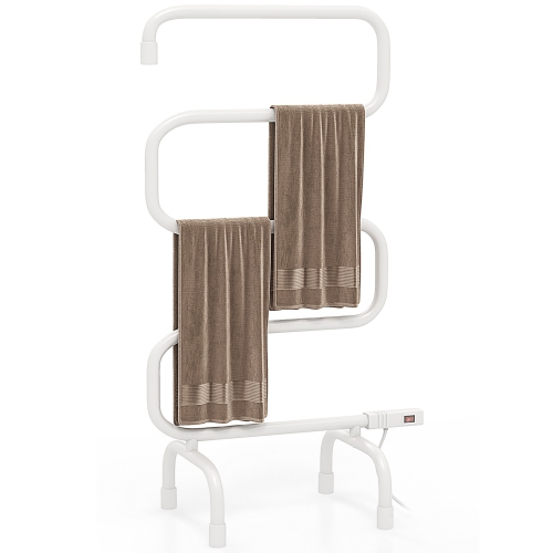 COSTWAY  100W Electric Towel Warmer Drying Rack Freestanding And Wall Mount In White