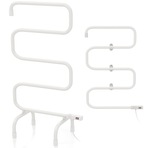 Costway 100W Electric Towel Warmer Drying Rack Freestanding and Wall Mount White