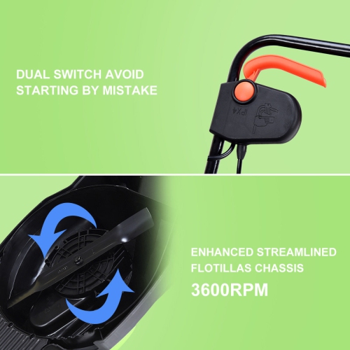 Costway 12 Amp 13-Inch Electric Push Lawn Corded Mower With Grass Bag Green