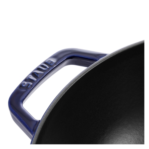 STAUB Specialities 30 cm / 12 inch Cast Iron Wok With Glass Lid, Dark-Blue