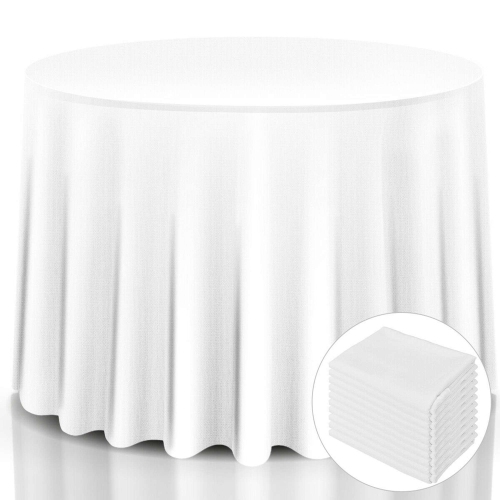 Costway 10 pcs 120" Round Tablecloth Polyester For Home Wedding Restaurant Party