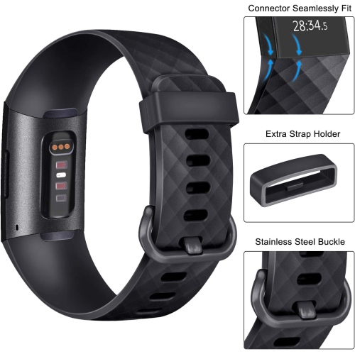 navor Bands Compatible with Fitbit Charge 4 / Charge 3 / Charge 3 SE Bands, Classic Soft Replacement Wristband Sport Strap for Fitness Activity