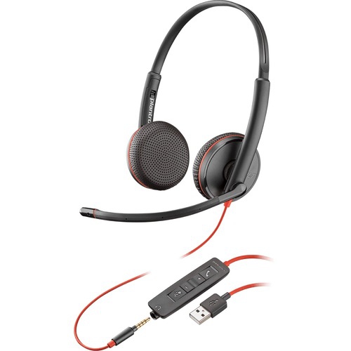 Plantronics Blackwire 3225 On-Ear Noise Cancelling Headset with Mic - Black -