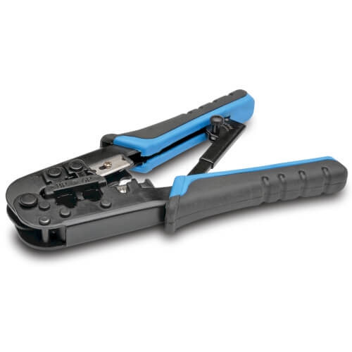 Tripp Lite RJ11/RJ12/RJ45 Crimping Tool with Cable Stripper - Blue/Gray -