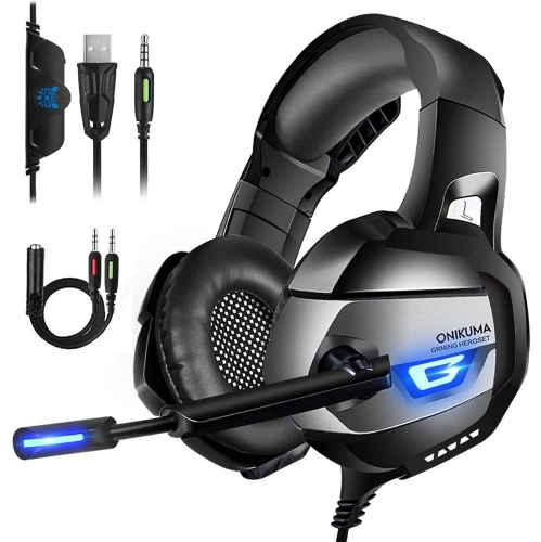 Navor – Casque de jeu pour PS5, Xbox Series X, casque d’écoute à suppression du bruit avec micro, casque de jeu ambiophonique basses, casque antibrui