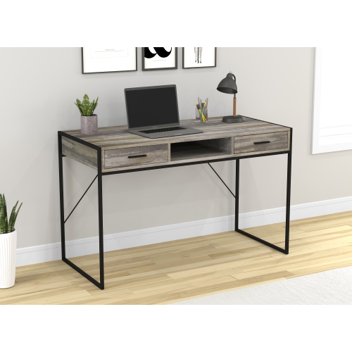 Distressed Wood Contemporary Writing, Black Distressed Office Desktop
