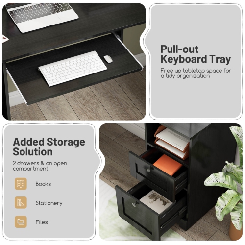 Costway L-Shaped Corner Computer Desk Writing Table Study Workstation w/ Drawers Storage