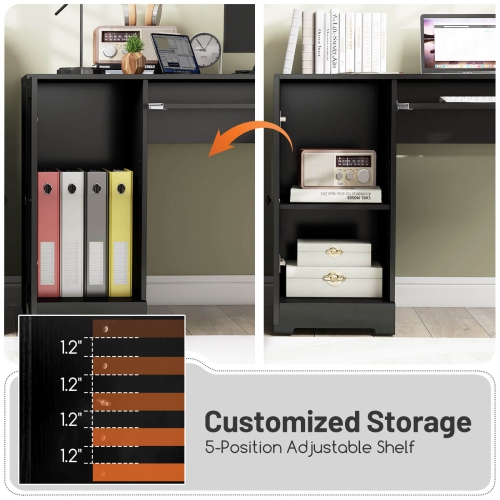 Costway L-Shaped Corner Computer Desk Writing Table Study Workstation w/ Drawers Storage