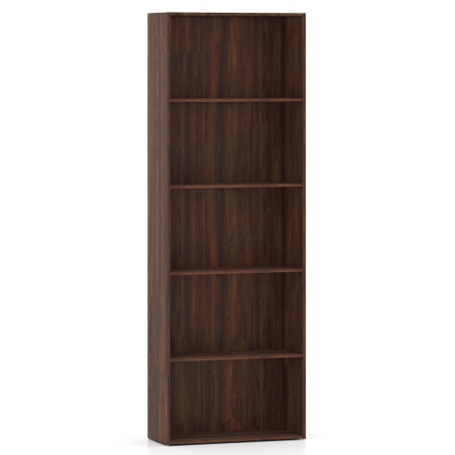 Costway 5-Shelf Storage Bookcase Stand Modern Multi-Functional Display Cabinet Walnut