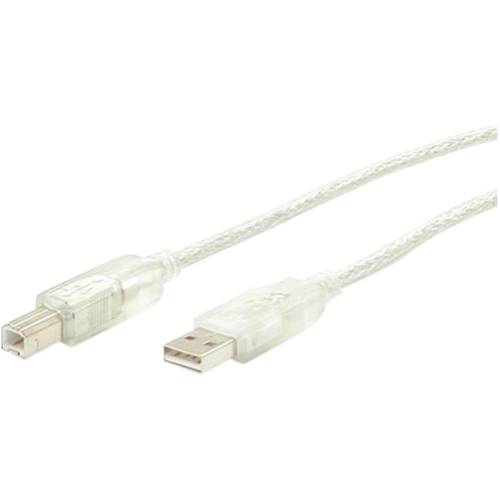 STARTECH  Clear A to B USB 2.0 Cable - USB Cable - 4 Pin USB Type A (M) - 4 Pin USB Type B (M) - 3 Ft - Transparent