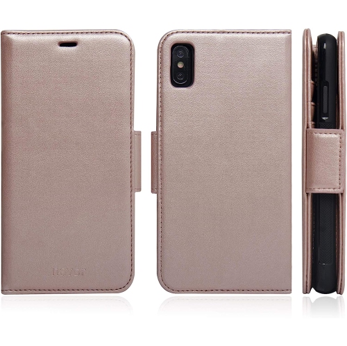 Navor Detachable Magnetic Wallet Case Compatible for iPhone Xs Max 6.5'' [Vajio Series] - Rose Gold