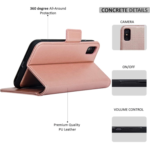 Navor Detachable Magnetic Wallet Case Compatible for iPhone Xs Max 6.5'' [Vajio Series] - Rose Gold
