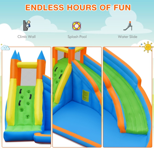 Goplus Inflatable Water Slide Mighty Bounce House Jumper Castle Moonwalk W/ 735W Blower