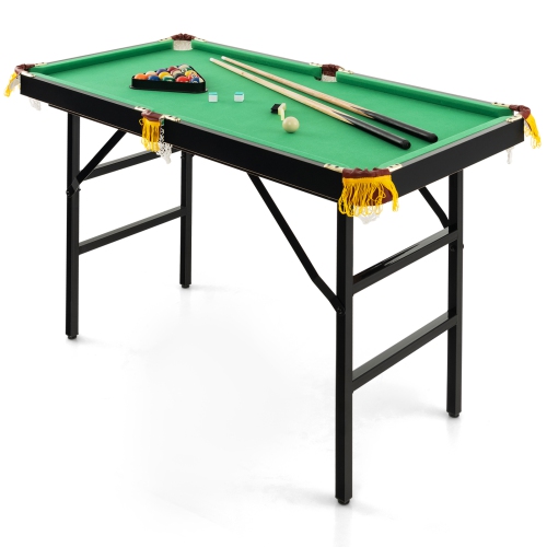 Costway 47" Folding Billiard Table Pool Game Table Indoor Kids w/ Cues Brush Chalk Green